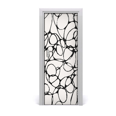 Naklejka fototapeta na drzwi Chaotyczne czarne kółka