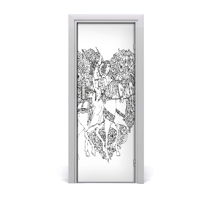 Naklejka samoprzylepna na drzwi Konie serce zakochani