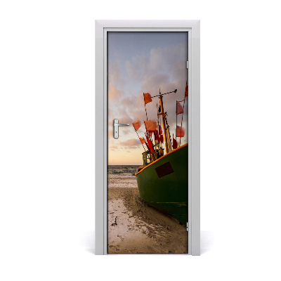 Naklejka na drzwi samoprzylepna Kuter rybacki