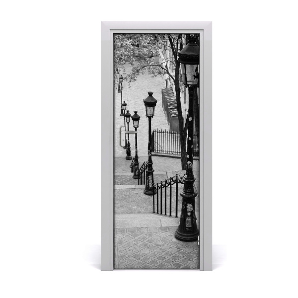 Fototapeta samoprzylepna na drzwi Schody i lampy uliczne