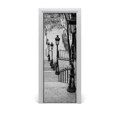 Fototapeta samoprzylepna na drzwi Schody i lampy uliczne