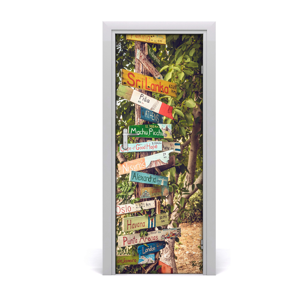 Naklejka fototapeta na drzwi Drogowskazy na plaży