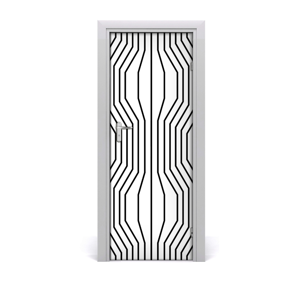 Naklejka fototapeta na drzwi Geometryczne czarne linie