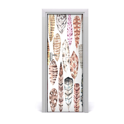 Naklejka fototapeta na drzwi Kolorowe pióra boho