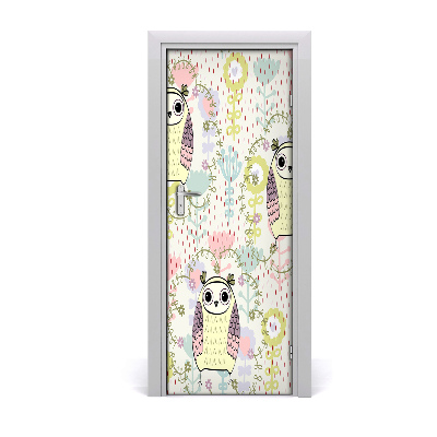 Naklejka samoprzylepna na drzwi Sowy