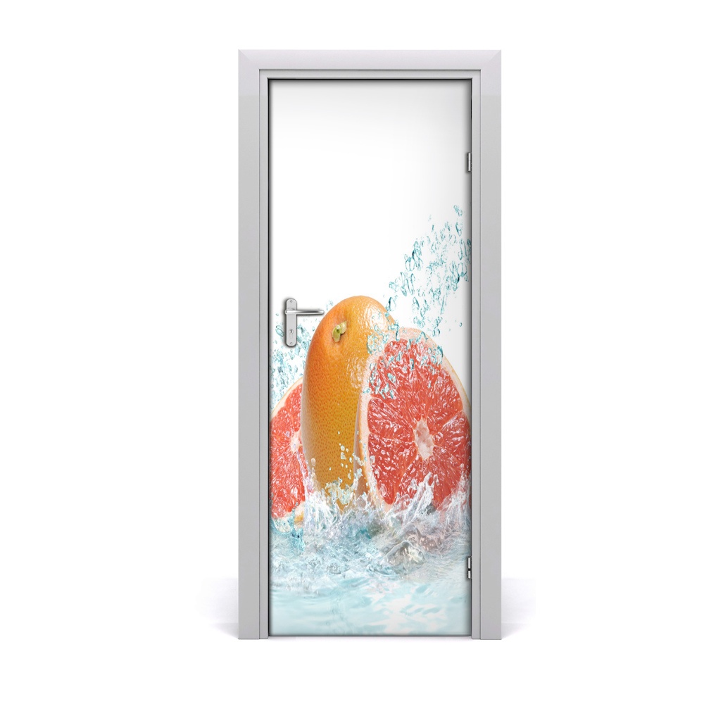Naklejka na drzwi samoprzylepna Grejpfruty woda