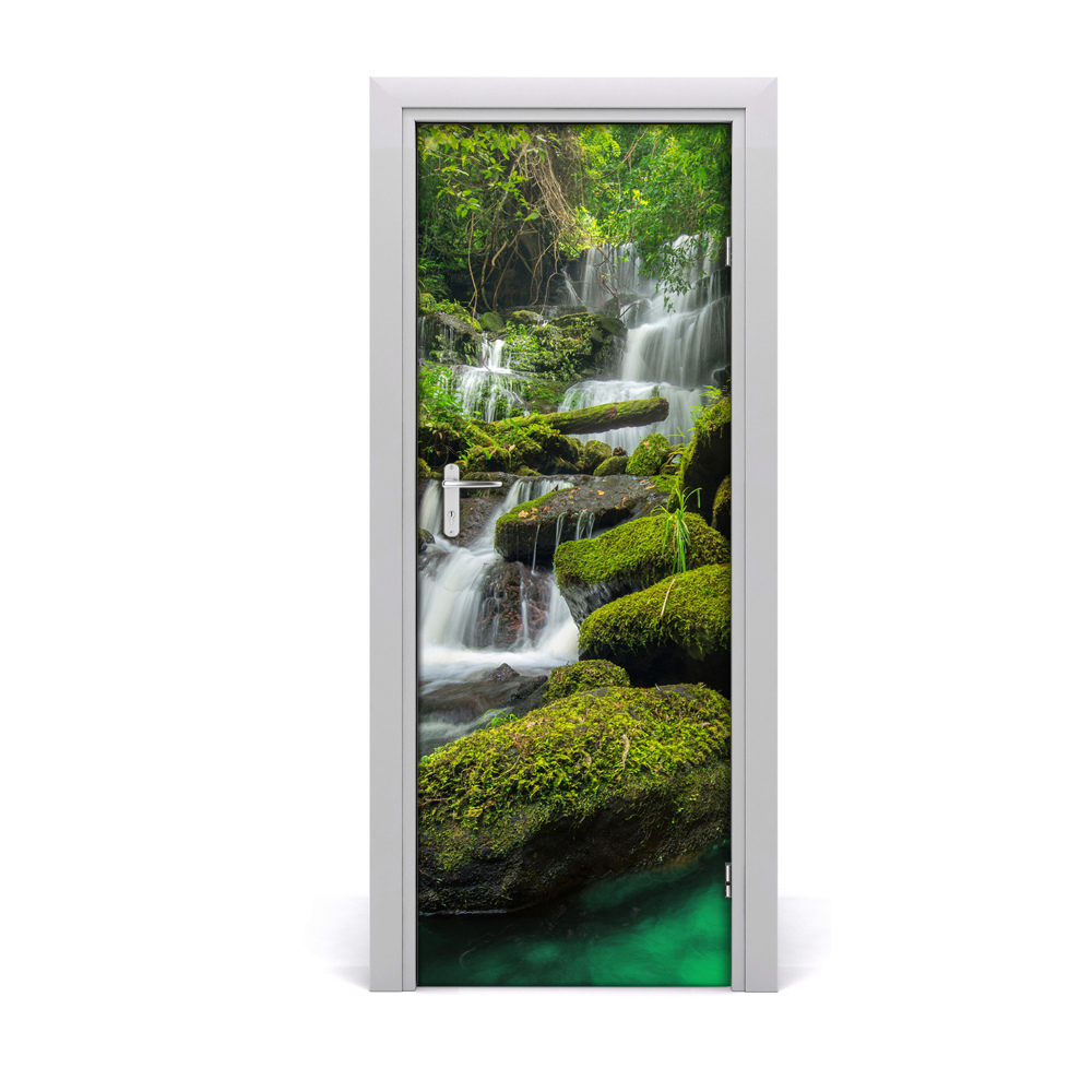 Naklejka na drzwi samoprzylepna Dżungla wodospad