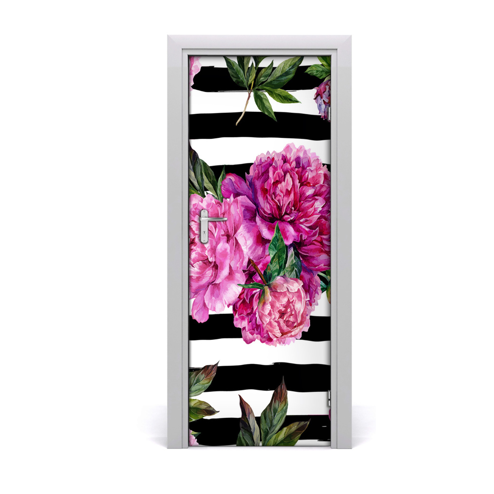 Okleina samoprzylepna fototapety na drzwi Piwonie paski