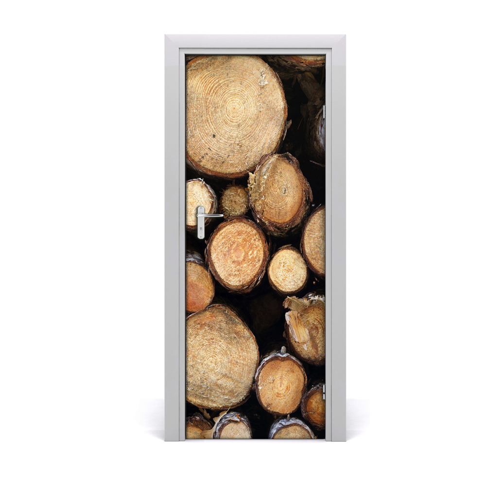 Naklejka fototapeta na drzwi Drewniane pnie