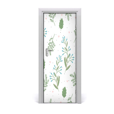 Okleina samoprzylepna na drzwi Liście serca kropki