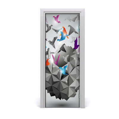 Naklejka samoprzylepna na drzwi Ptaki z papieru