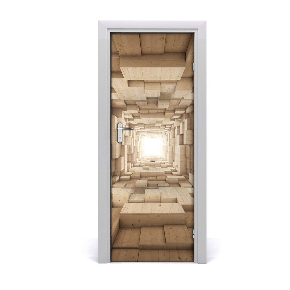 Naklejka fototapeta na drzwi Drewniane stopnie tło