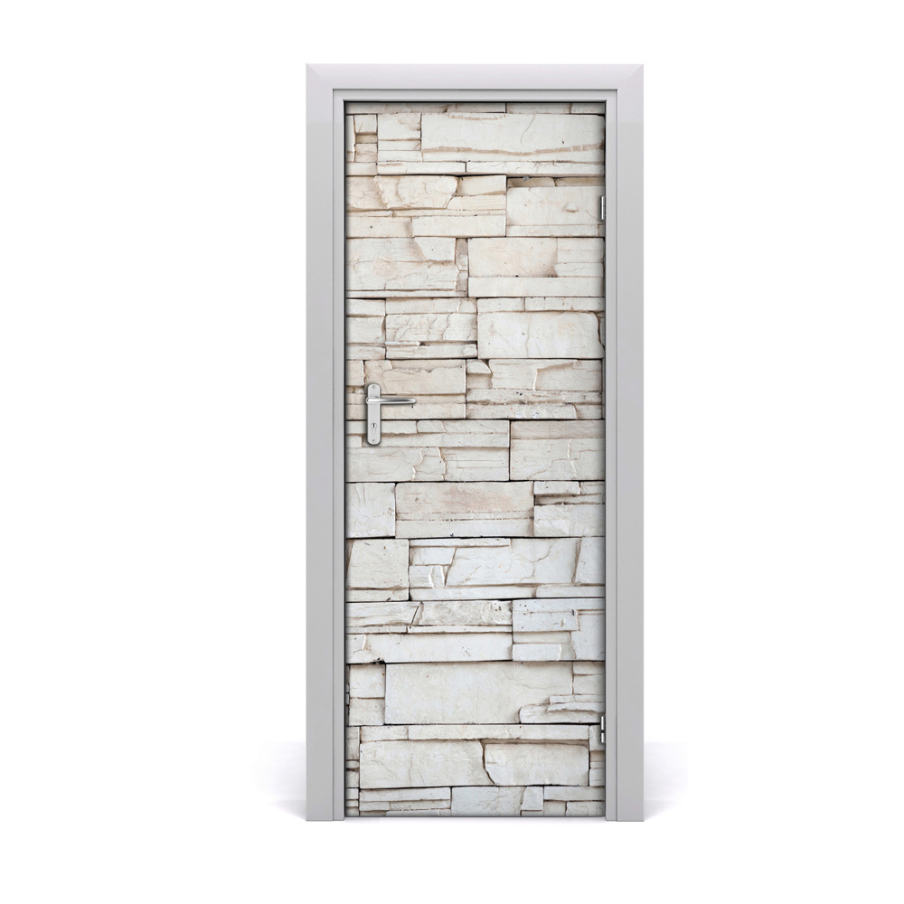 Naklejka fototapeta na drzwi Kamienna biała ściana