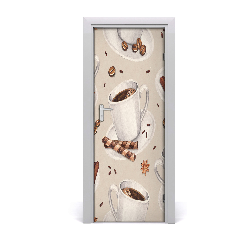 Naklejka na drzwi samoprzylepna Kawa i słodkości