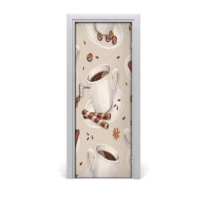 Naklejka na drzwi samoprzylepna Kawa i słodkości