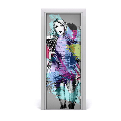 Naklejka samoprzylepna na drzwi Abstrakcja kobieta