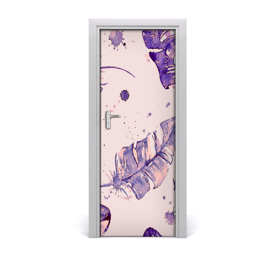 Naklejka fototapeta na drzwi Fioletowe pióra