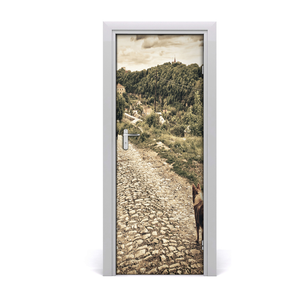 Naklejka samoprzylepna na drzwi Psy wzgórze