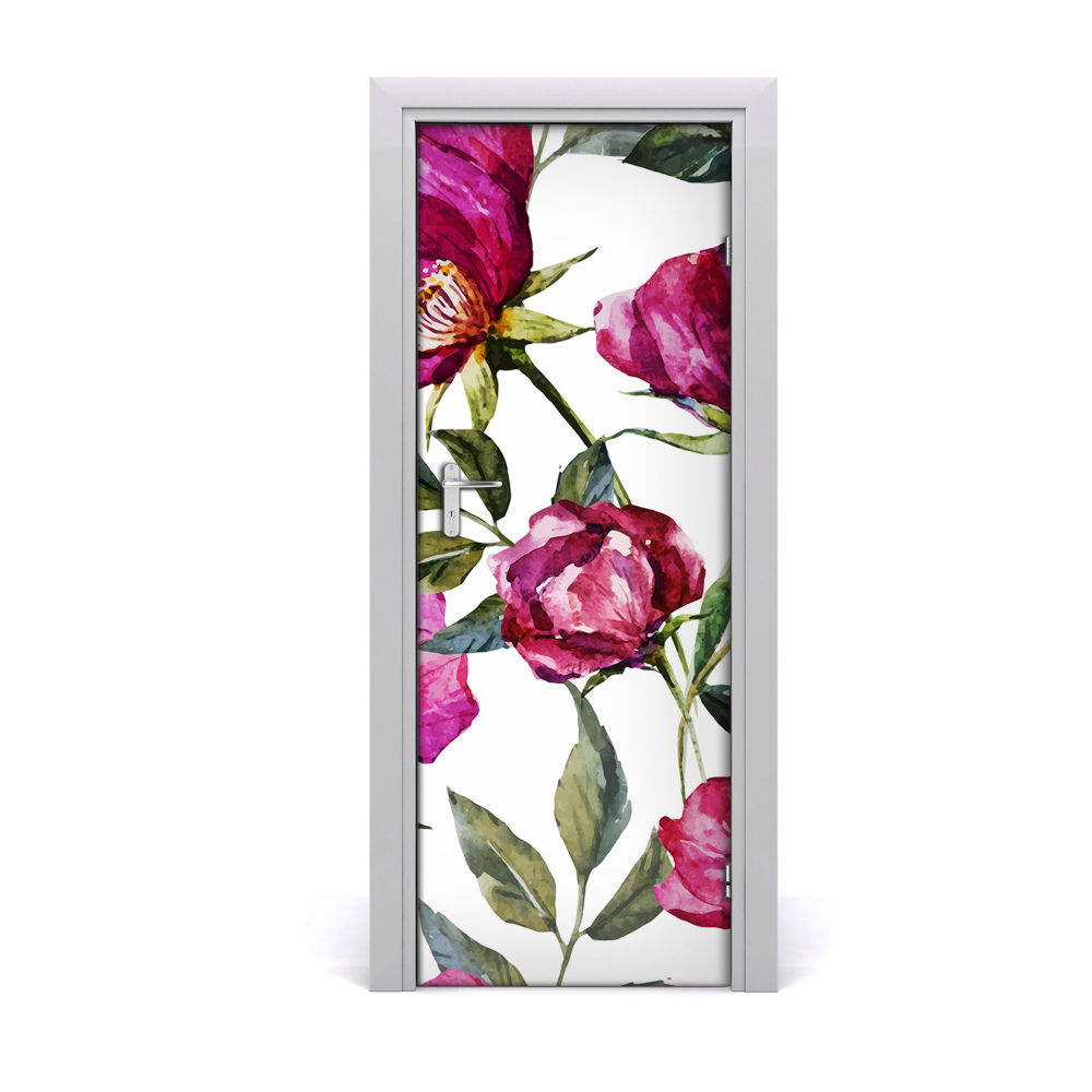 Okleina samoprzylepna fototapety na drzwi Pąki kwiatów liście