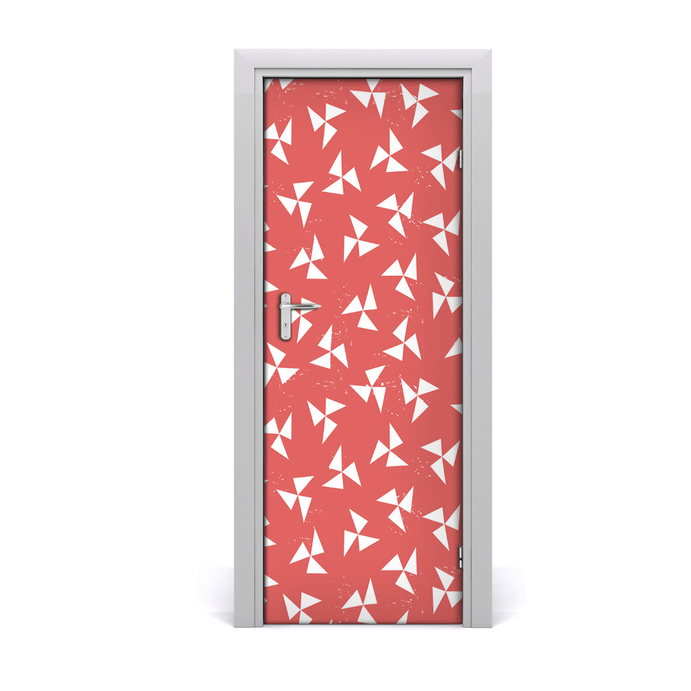 Naklejka fototapeta na drzwi Czerwone tło białe trójkąty