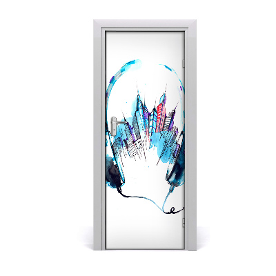Naklejka samoprzylepna na drzwi Muzyka miasta