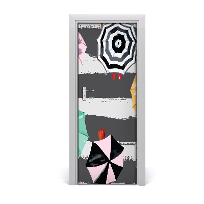 Naklejka fototapeta na drzwi Kolorowe abstrakcyjne parasole