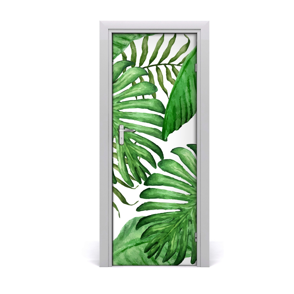 Okleina samoprzylepna na drzwi Tropikalne liście