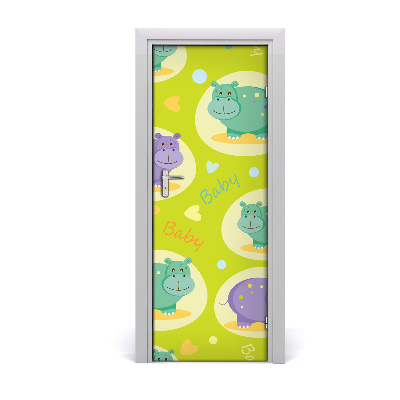 Naklejka samoprzylepna na drzwi Hipopotamy