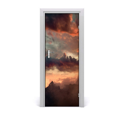 Naklejka fototapeta na drzwi Zachód słońca czerwone góry