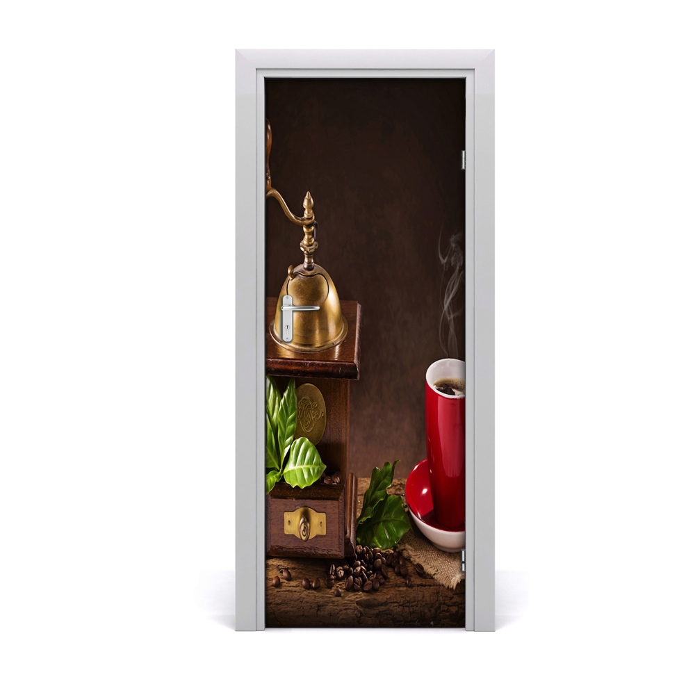 Naklejka na drzwi samoprzylepna Kawa z młynkiem