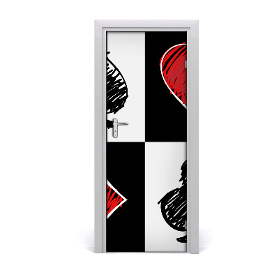 Naklejka samoprzylepna na drzwi Karciane kolory