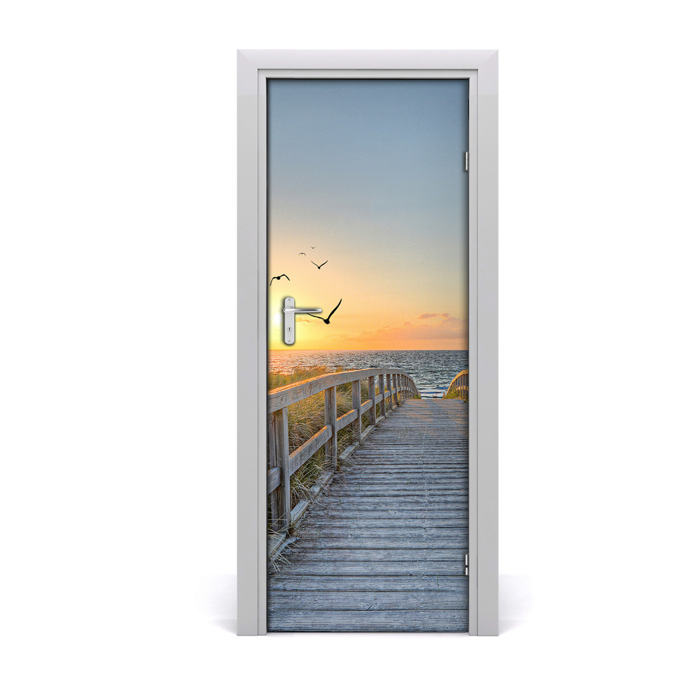 Naklejka fototapeta na drzwi Ścieżka na plażę ptaki