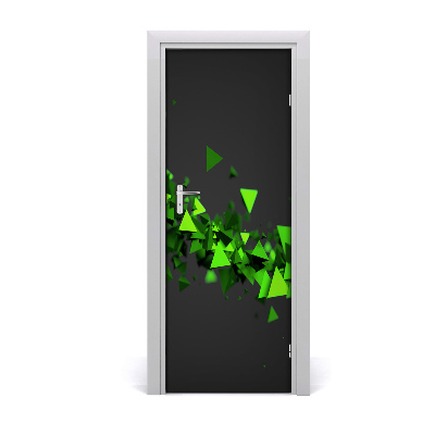 Naklejka fototapeta na drzwi Zielone trójkąty na czarnym tle
