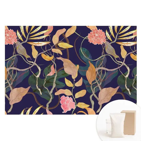 Fototapeta flizelinowa Egzotyczna flora na granatowym tle