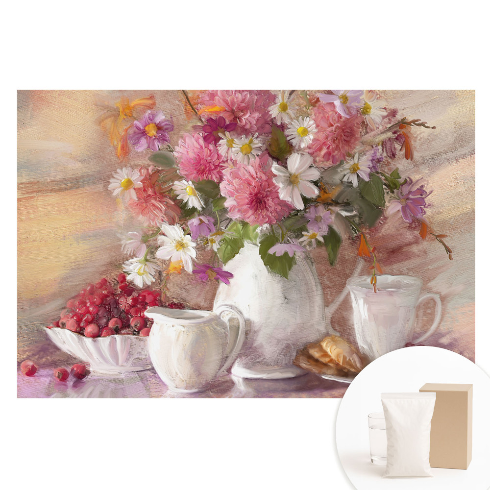 Fototapeta flizelinowa Bukiet kwiatów ze starannie aranżowanymi dodatkami