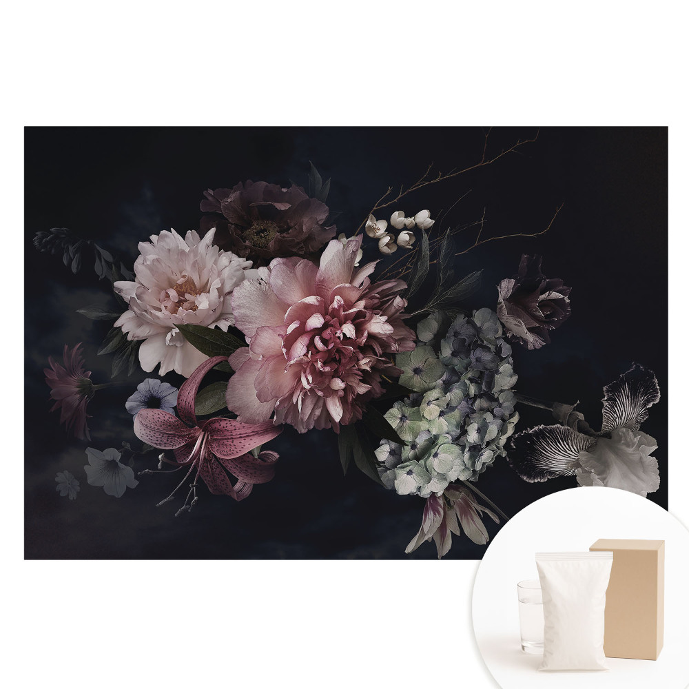 Tapeta fotograficzna na flizelinie Kwiatowa elegancja na ciemnym tle