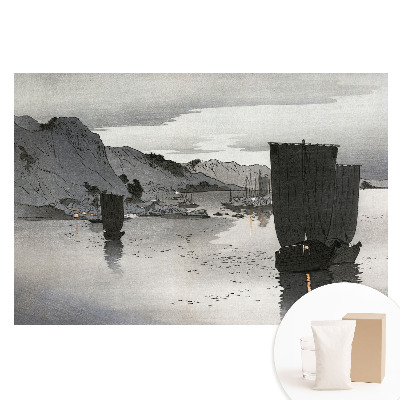 Fototapeta flizelinowa Żagle i góry o zmierzchu