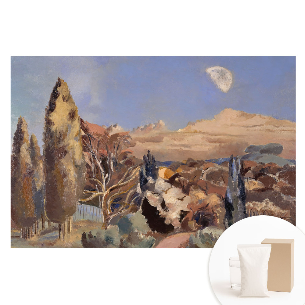 Fototapeta flizelinowa z nadrukiem Malowniczy krajobraz z drzewami i górami