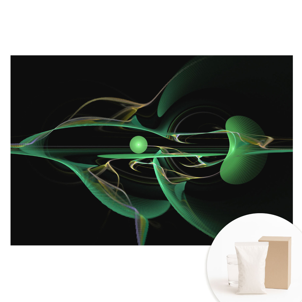 Fototapeta flizelinowa z nadrukiem Abstrakcyjne zielone fale i kula