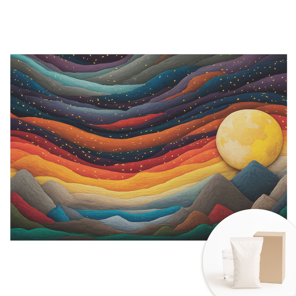 Duża fototapeta na ścianę Abstrakcyjny pejzaż górski kosmiczna noc