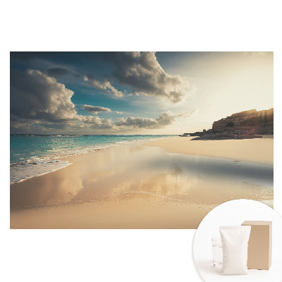 Fototapeta flizelinowa Plaża i ocean przy zachodzie słońca
