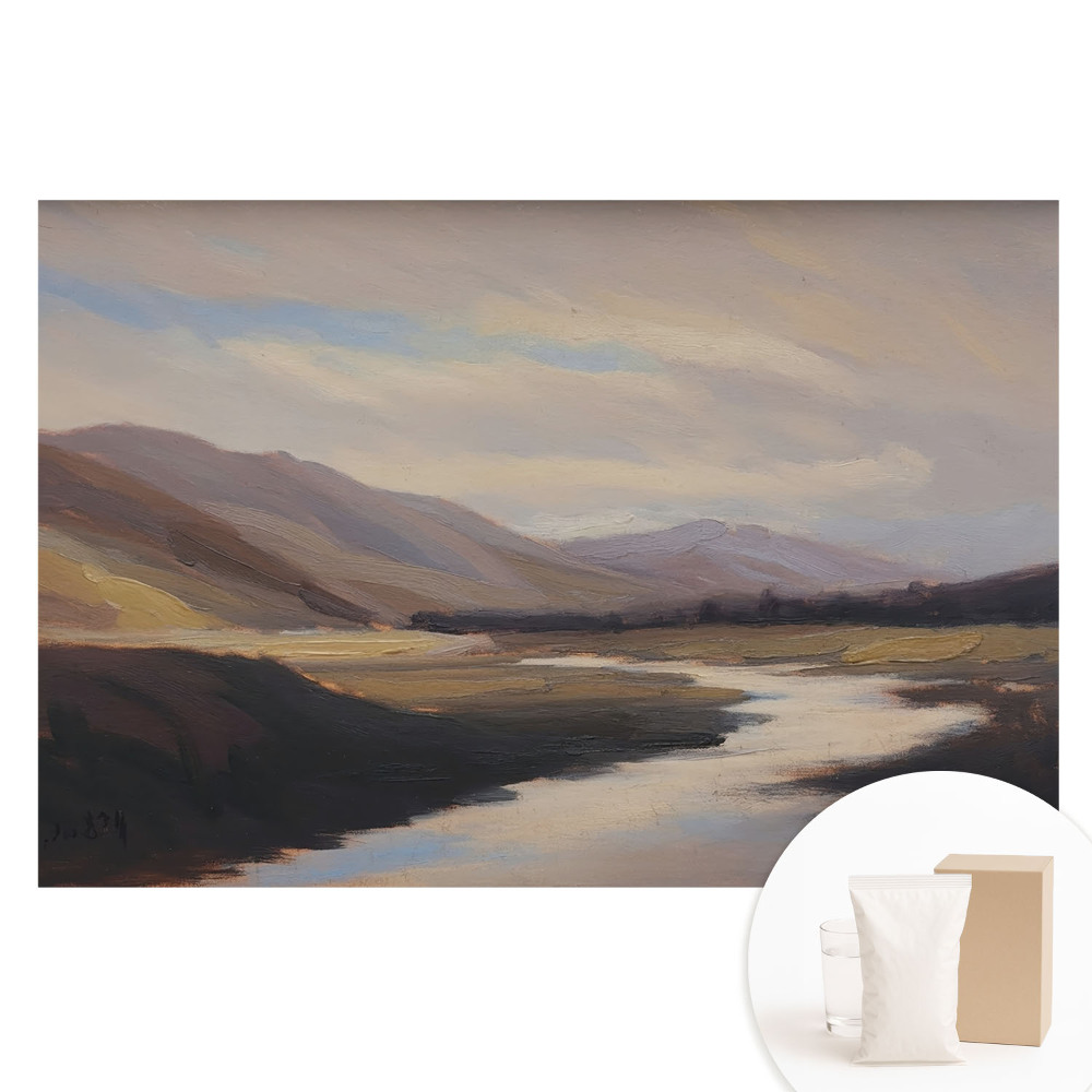 Duża fototapeta na ścianę Górska dolina z rzeką i obłokami