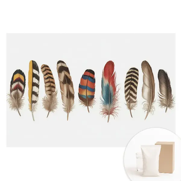 Fototapeta na flizelinie kolorowe pióra w stylu boho