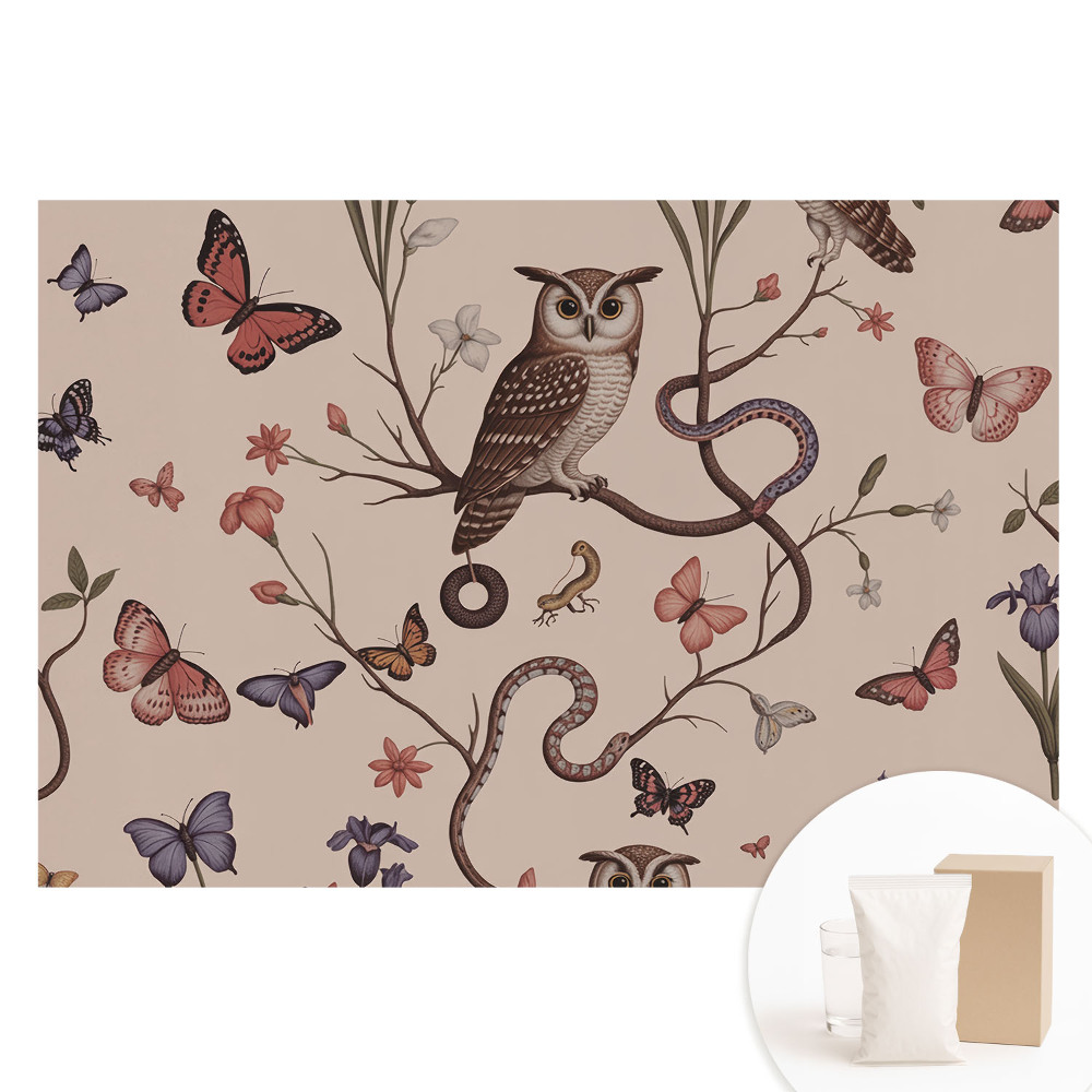 Fototapeta flizelinowa z nadrukiem Naturalna sielanka motyle i kwiaty