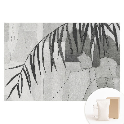Fototapeta z nadrukiem na flizelinie Szare geometryczne wzory liście palmy