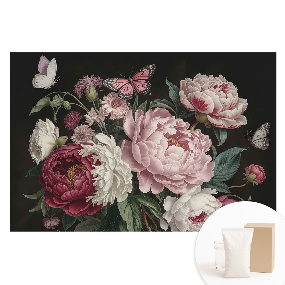 Tapeta fotograficzna na flizelinie Romantyczne piwonie i motyle