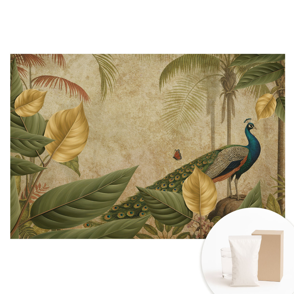 Tapeta fotograficzna flizelinowa Tropikalny paw wśród zieleni