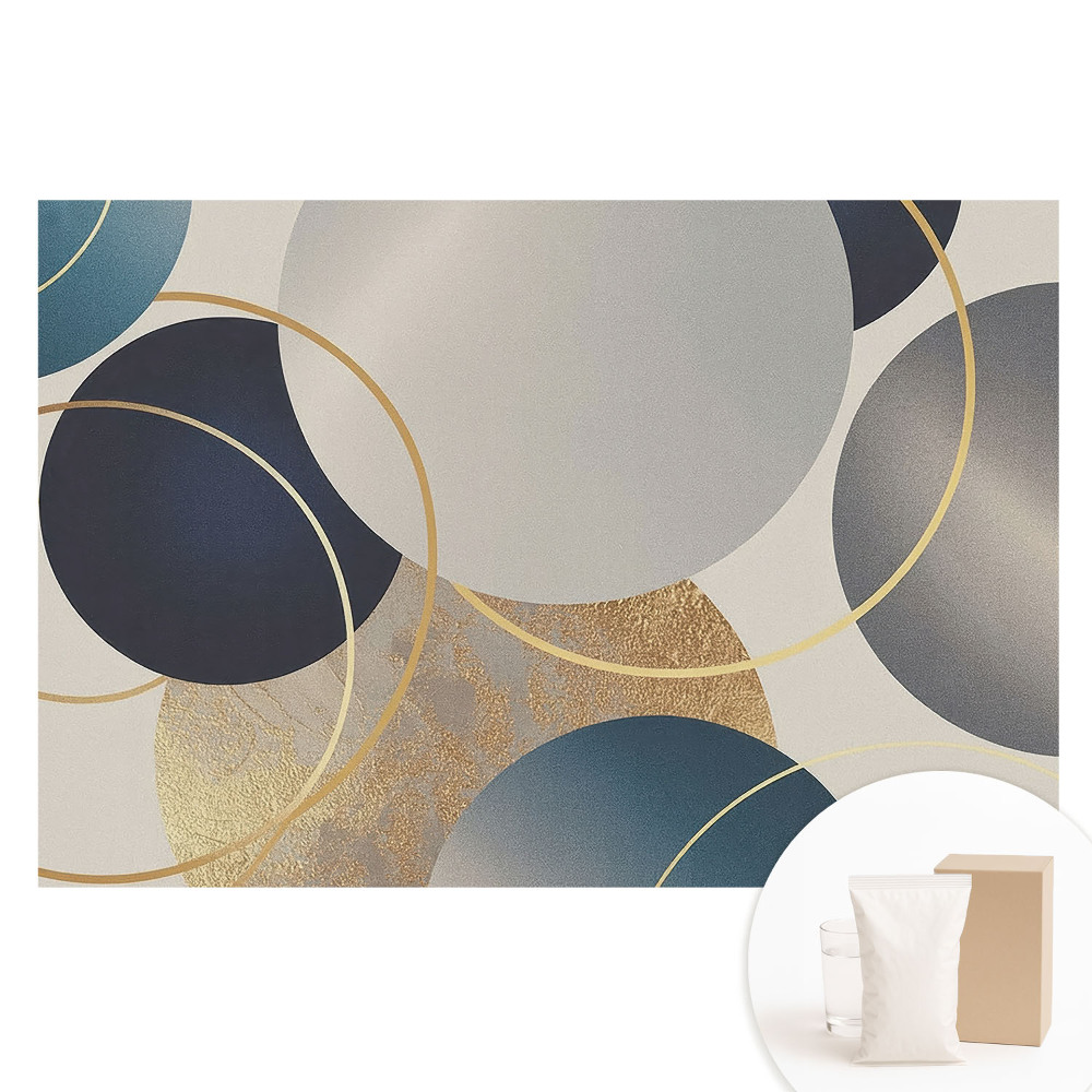 Tapeta fotograficzna na flizelinie Geometryczne motywy kręgi w tonacji szaro-błękitnej.