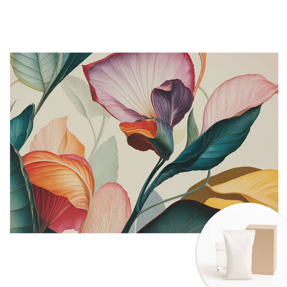 Fototapeta flizelinowa z nadrukiem Kolorowa florystyczna kompozycja liści i kwiatów