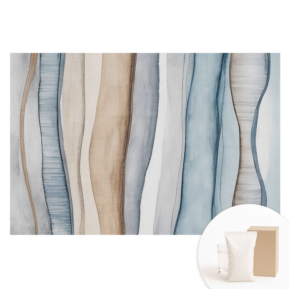 Tapeta fotograficzna flizelinowa Pionowe fale pasów błękitnych i beżowych
